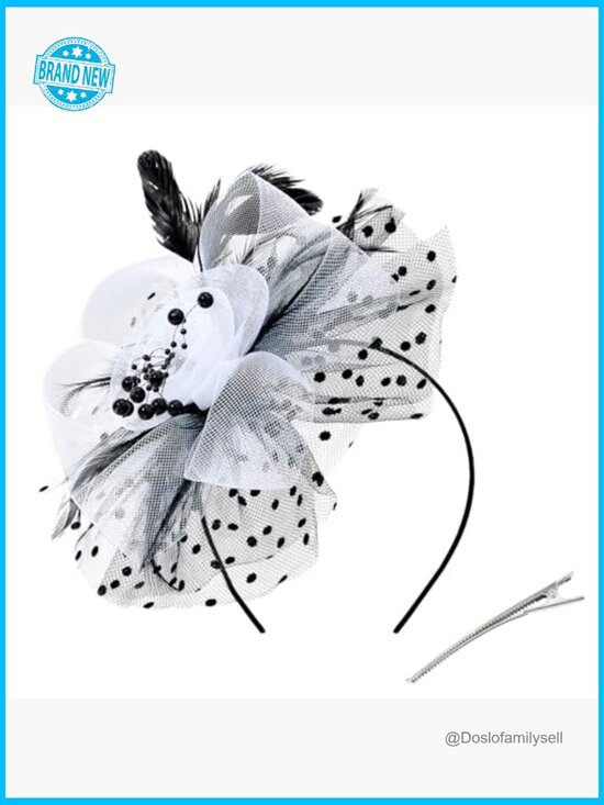 Mesh Fascinator Hat with Clip & Headband Vintage Church Derby Party